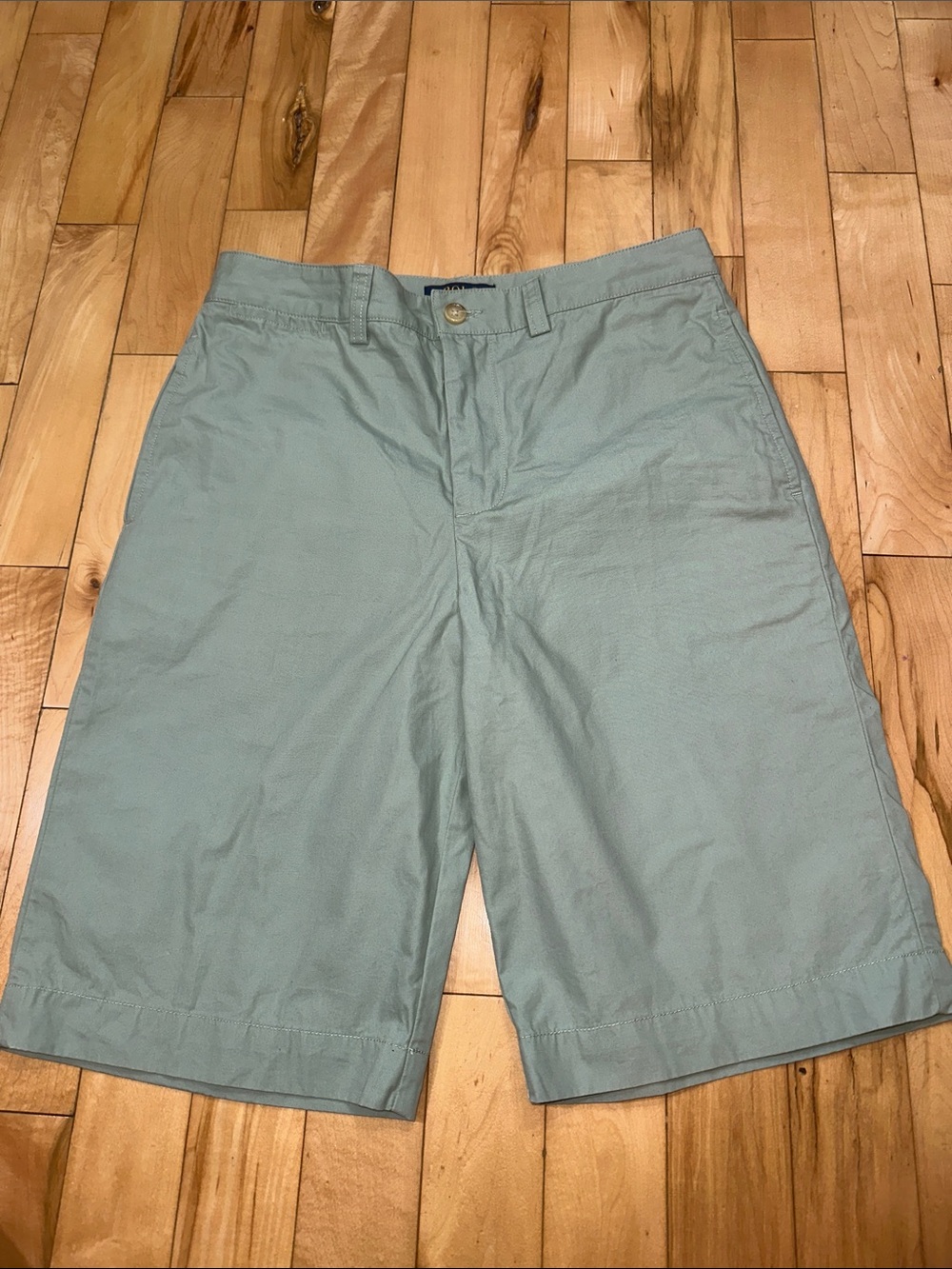 Ralph Lauren Classic Flat-Front Cotton Shorts in Sage Blue